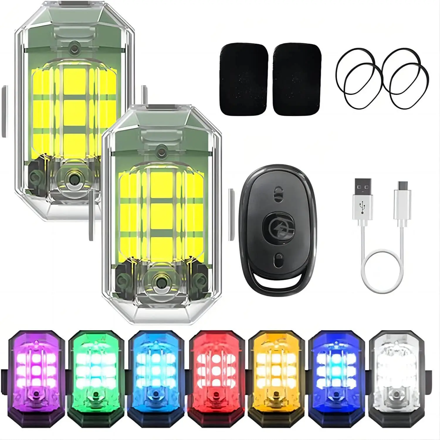 1/2/4Pc Remote Motorcycle Lights RC Drone LED Flash Wireless Light for RC Fix Wing Aircraft Airplane Helicopter Warning Lights