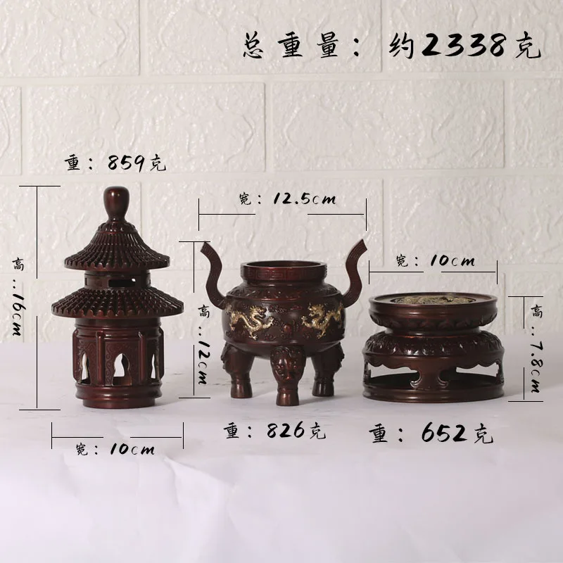 All Brass Painted Forbidden City Bronze Tripod Tower Incense Burner Manufacturer Wholesale