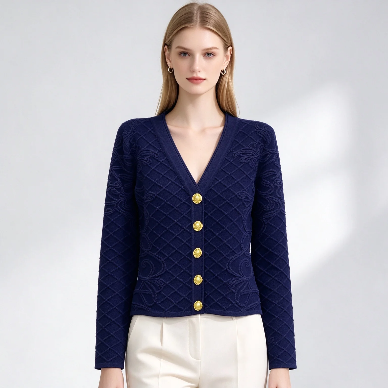 ZJYT Fall Winter Knitted Cardigans Sweater Women 2026 Fashion Full Sleeve Jacquard Knit Tops Female Jumper Mujer Red Knitwears