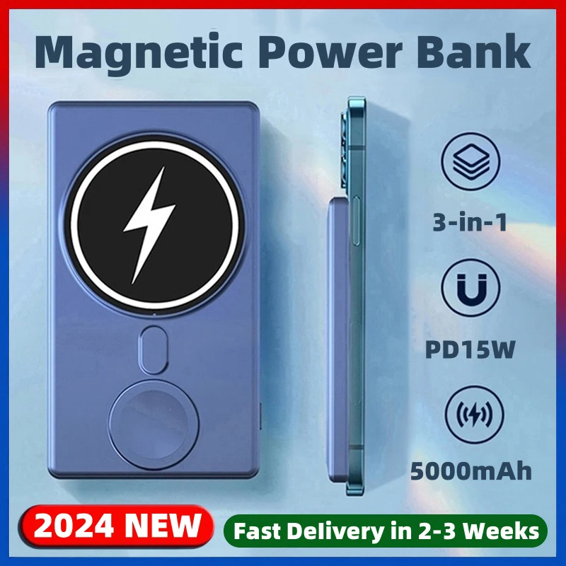 

Магнитный Powerbank Портативный Power Bank Беспроводное зарядное устройство для Apple iPhone iWatch AirPods Samsung Внешний вспомогательный аккумулятор