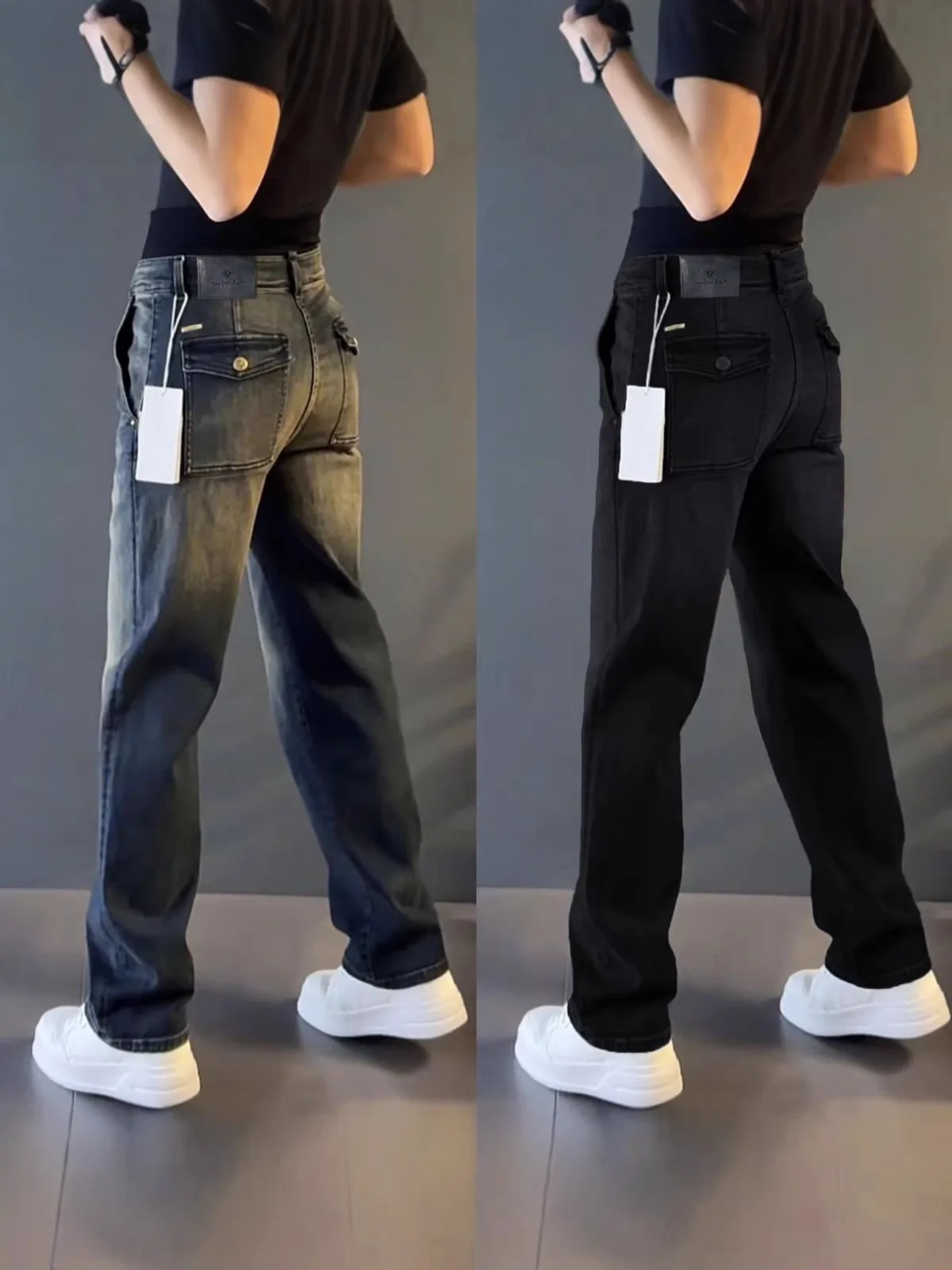 

Men Straight Leg Jeans Fashion Classic Slim Fit Casual Pants All Match American Style Vintage Daily Casual Denim Trousers New