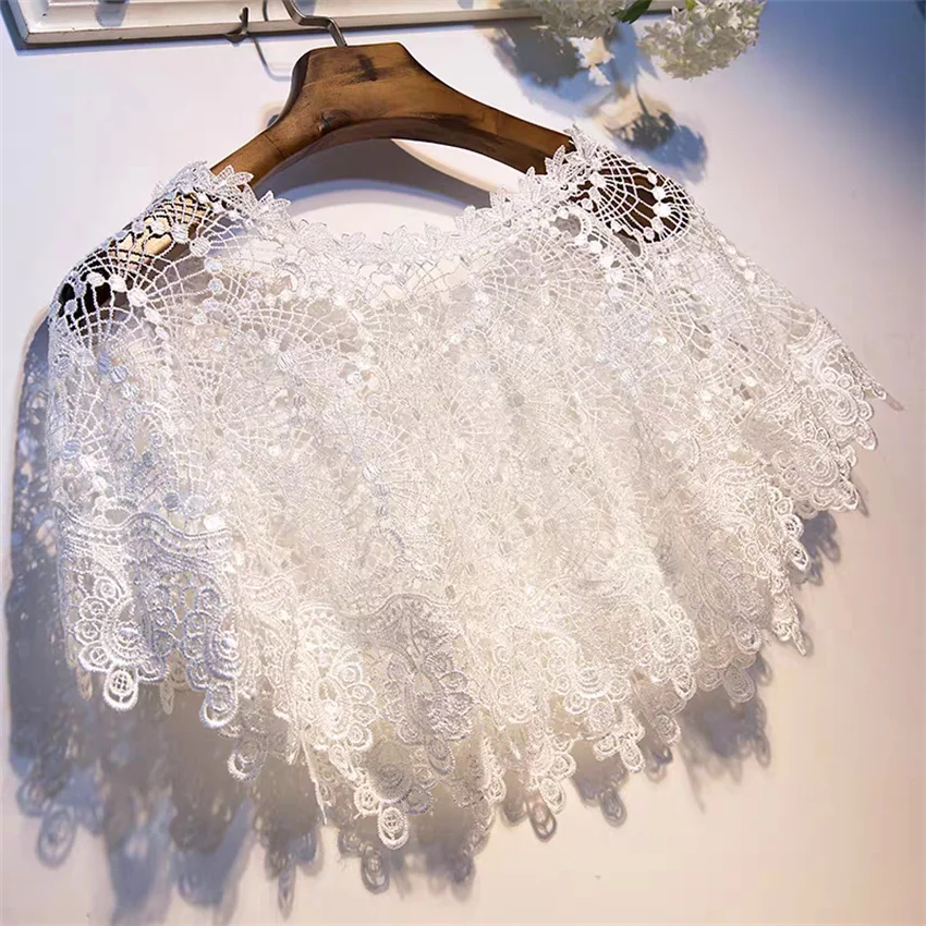 2025 Elegant Women Hollow Out Shawl Capes Lady Lace Wrap Bolero Accessories Coat Loose Cloak Waistcoat Party Tops Outwear WZ2445