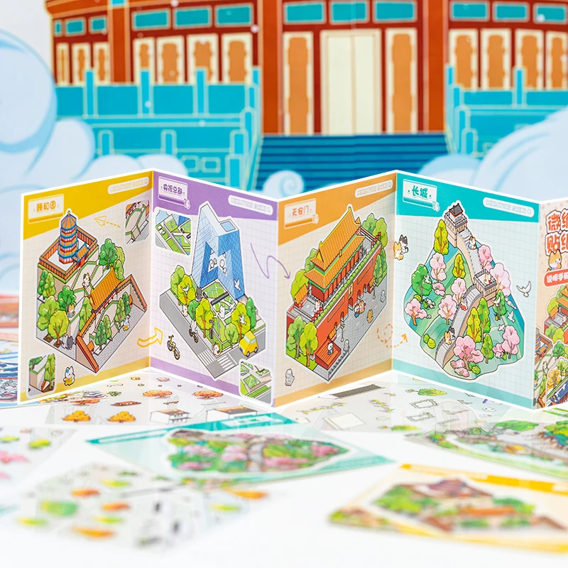 

8 сцен в 1 Kawaii 3D миниатюрная сцена мини-наклейка книга DIY карманная кабина визуальное укладка наклейки для скрапбукинга подарки для детей