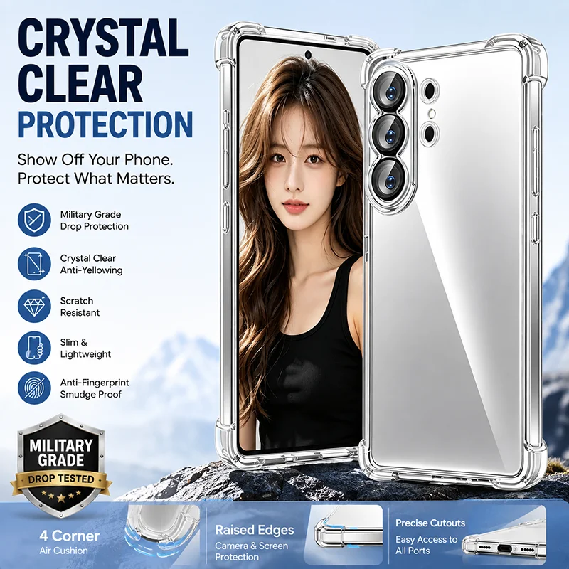 For Samsung Galaxy S26ultra S26 FE S25 S24 S23 S21 FE S22 Ultra Plus S26+ Shockproof Soft Case Clear Ultra Thin Silicone Cover