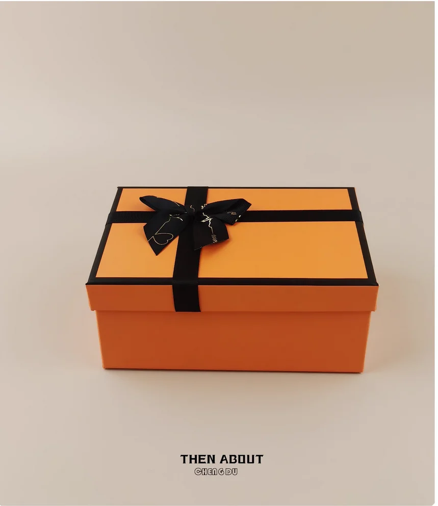 

Gift box with greeting card bow orange gift box doll box scarf gift box drawer box empty box