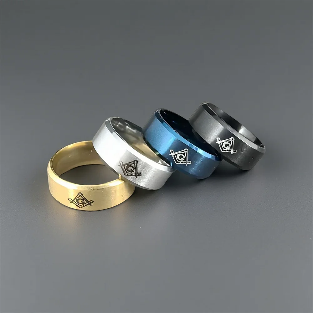 Titanium Steel Freemason AG Ring Men's Round Band European and American Fashion Cross-Border Hot Selling Accessory