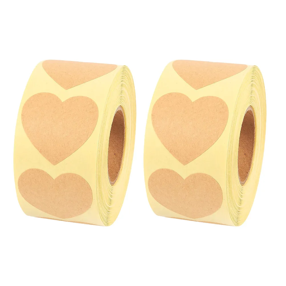 2 Rolls Heart Shape Stickers 1 Inch Strong Hold Self Adhesive for Candy Biscuit Bags Notebook Furniture Craft DIY Wrapping