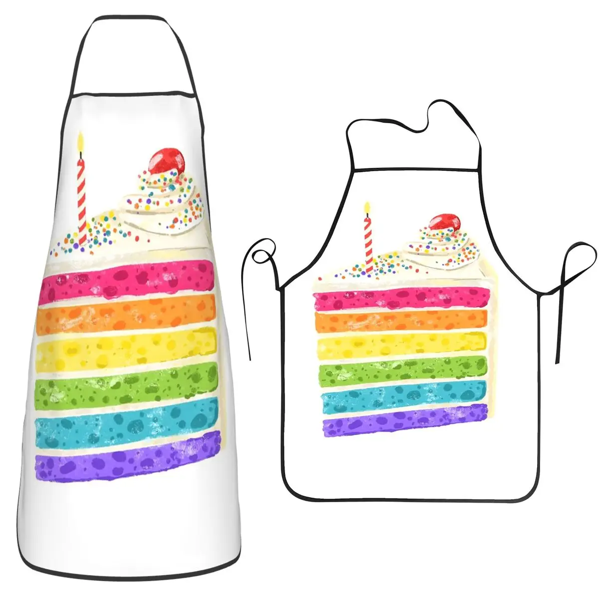 Rainbow Cake Slice Aprons Chef Cuisine Tablier Waterproof Bib Kitchen Cleaning Pinafore for Women Men Painting