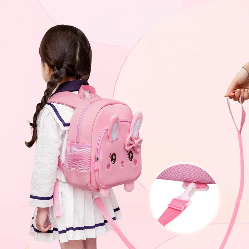 Children Backpack in Kidergarten 3D Cartoon Rabbit Kids Small Backpack School Bags for Girls Toddler Anti-lost Schoolbag Mochila