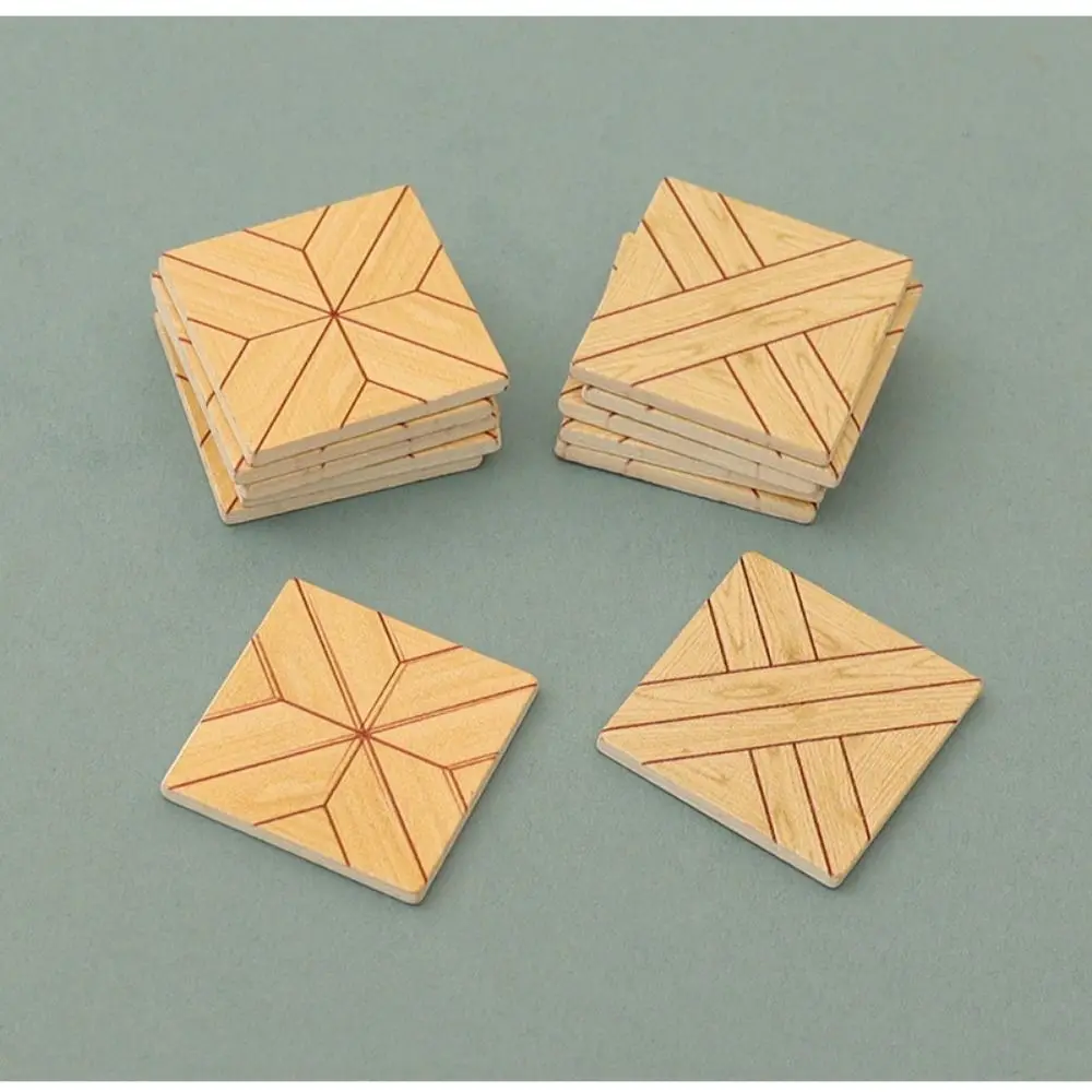 10 pièces Mini maison de poupée Miniature planches de sol bois 3*3*0.3 cm plancher en bois multicolore maison de poupée carrelage adapté 1:12 maison de poupée