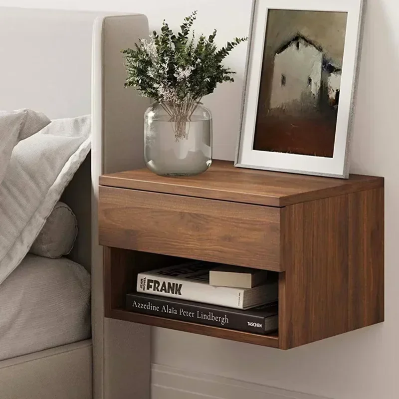 MultiFunctional Suspended Design for Chic Homes Nightstands Nordic Wooden Floating Vanity Cabinet Compact Bay Window Storage