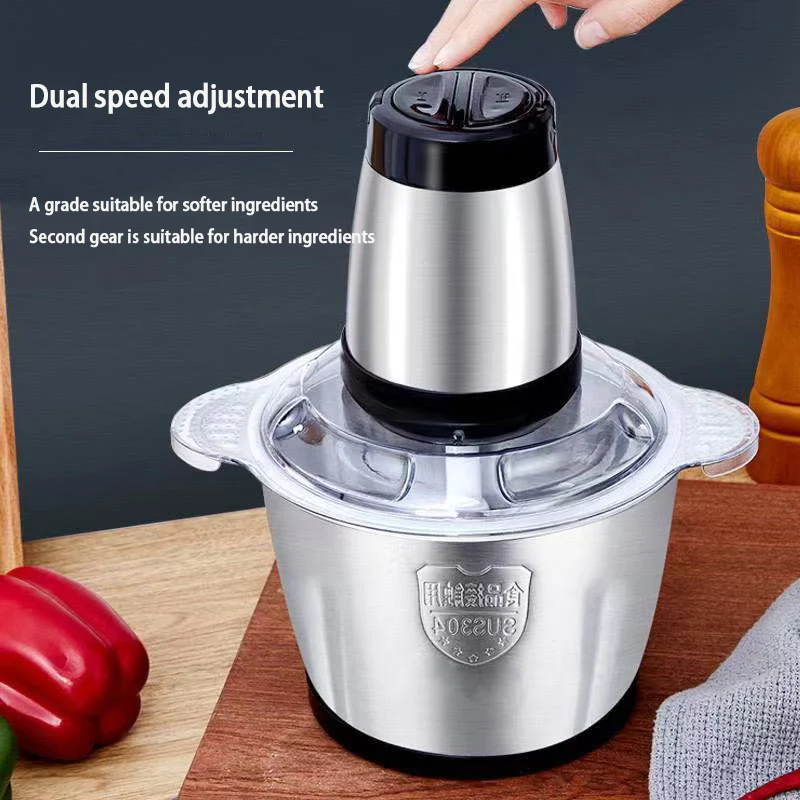 2L Stainless Steel Electric Chopper Meat Grinder Mincer Vegetable Chopper Meat Slicer Machine Household Grinder Food Processor