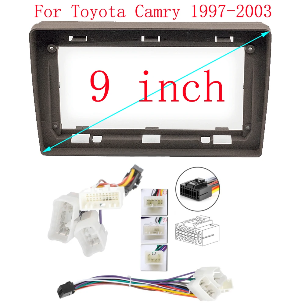 

9-дюймовая Автомобильная панель Fascia Для Toyota Camry 1997-2002, комплект для приборной панели, устанавливаемая, Facia консоль, адаптер, 9-дюймовая пластина, крышка, отделка