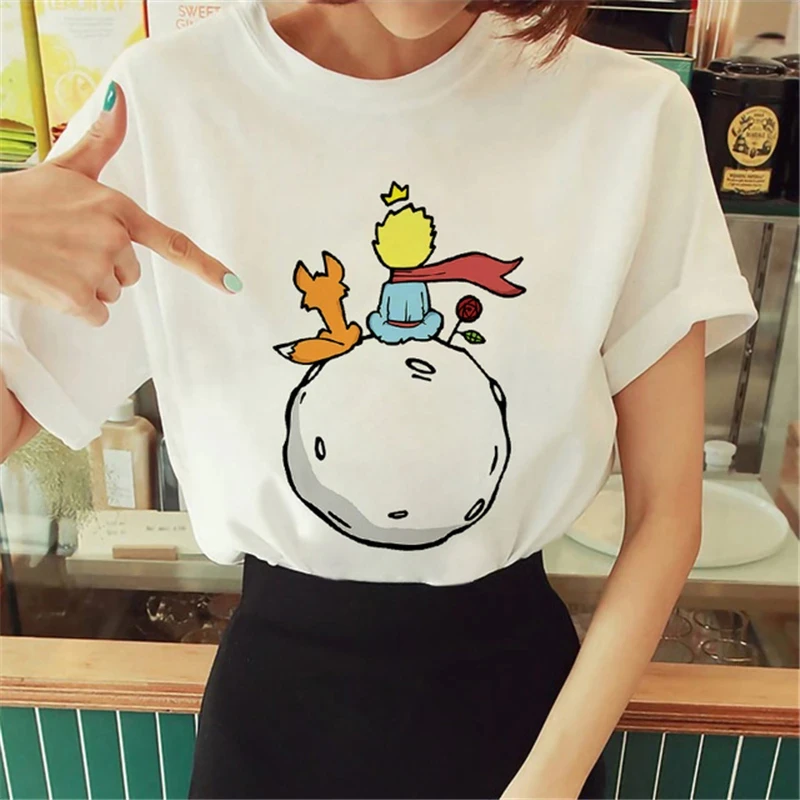 Hot Spring Summer Little Prince Graphic Women\'s T-Shirt Little Prince Graphic Tees Vouge Shirts For women O-Neck Short Sleeve