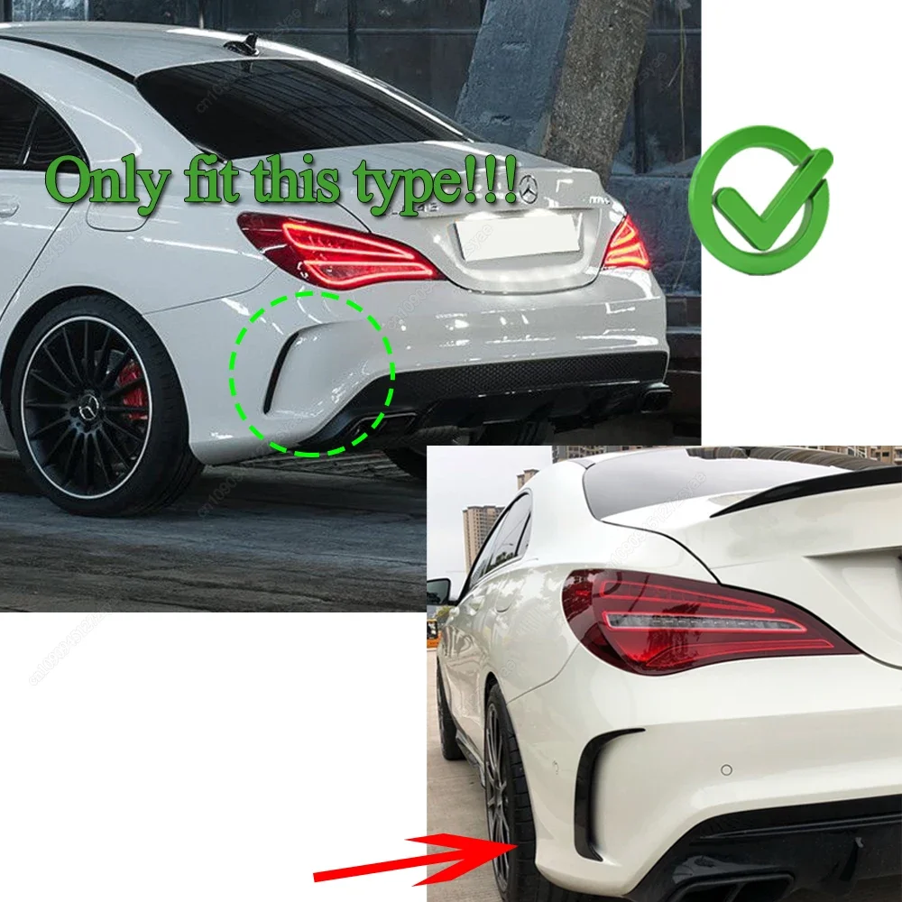 Rear Bumper Spoiler Sticker Fender Canard Fins Trims For Mercedes Benz CLA Class W117 C117 CLA200 220 250 260 45 AMG 2013-2019