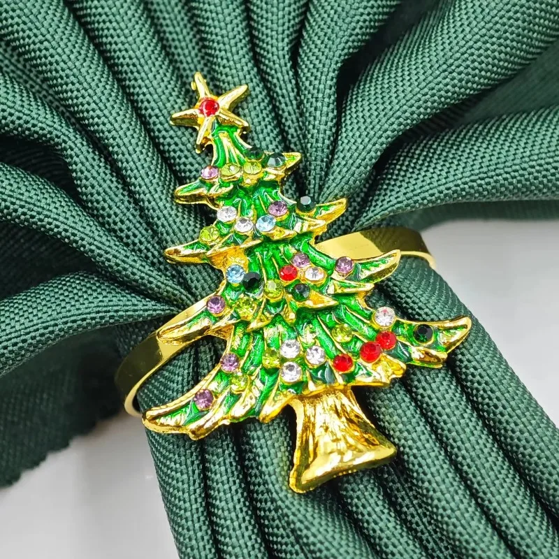 1-10PCS Christmas Napkin Rings Tree Design Elegant Table Setting Accessories for Fine Dining Restaurant Holiday Dinner Decor