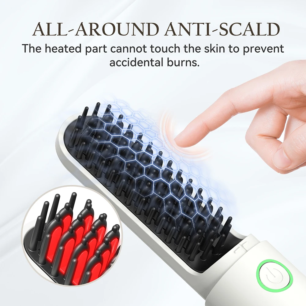 ANLAN Cordless Hair Straightener Brush 3 Temperature Electric