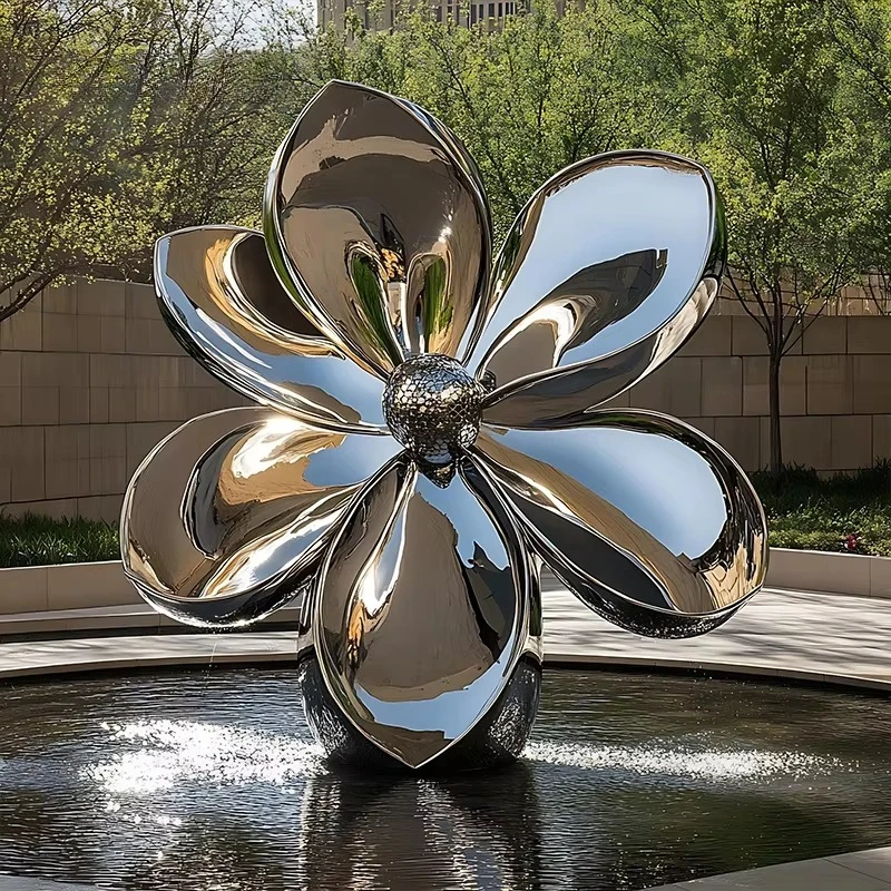 Stainless Steel Garden Sculpture Hotel Lobby Art Statue Water Feature Decoration
