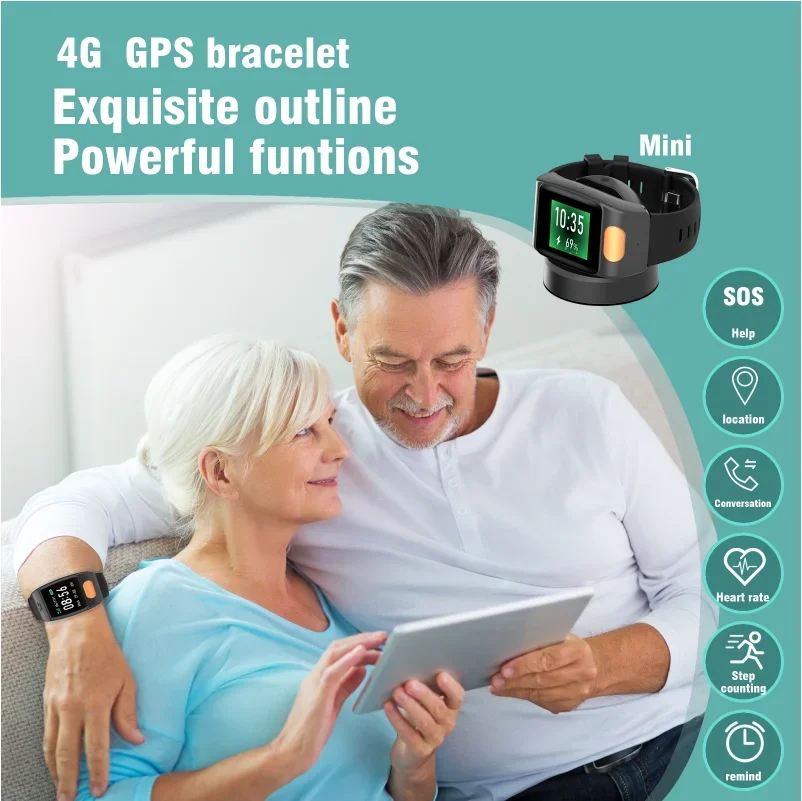 2/3/4G Smartband For Elderly Care SOS Alert, 2-Way SOS Call GPS And LBS Location Heart Blood Pressure Smart Bracelet