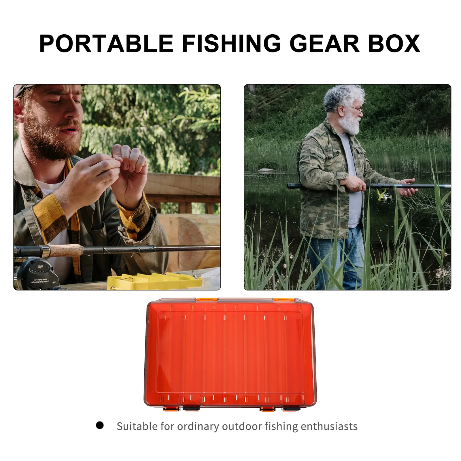 

s Portable Fishing Double Layer Lure Storage Waterproof PP Bait Container Utility Box ganizer Tray for Ice Fly Casual