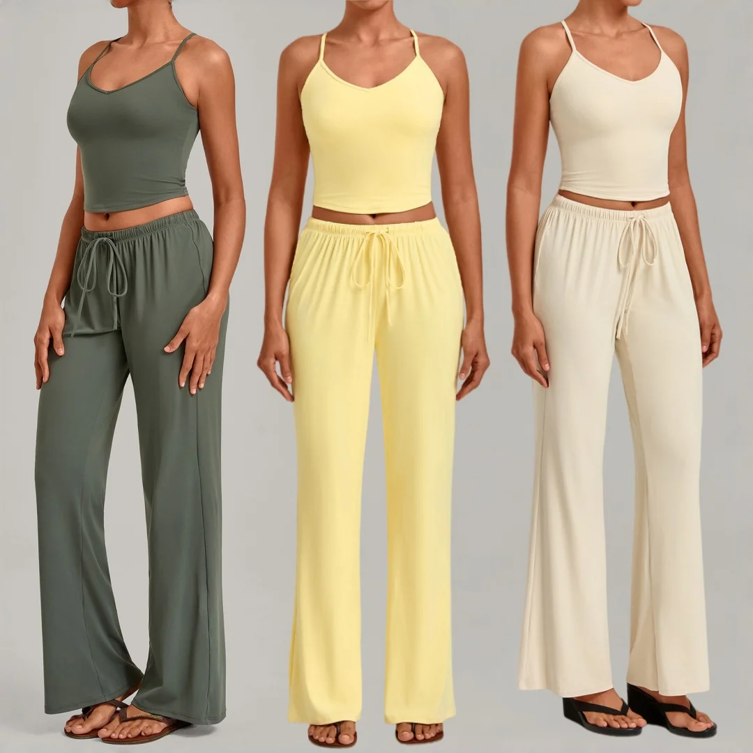 Women's Yoga Set High Waist Hip Lift Backless Suspender Tank Top Flared Pants Sports Fitness Suit Running Workout Gym Yoga Set