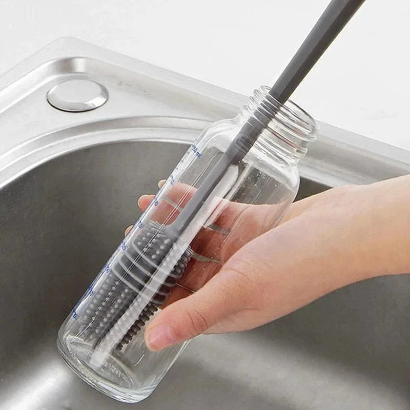 Silicone Milk Bottle Brush Cup Scrubber Glass Cleaner Kitchen Cleaning Tool Long Handle Drink Bottle Glass Cup Cleaning Brush view 4