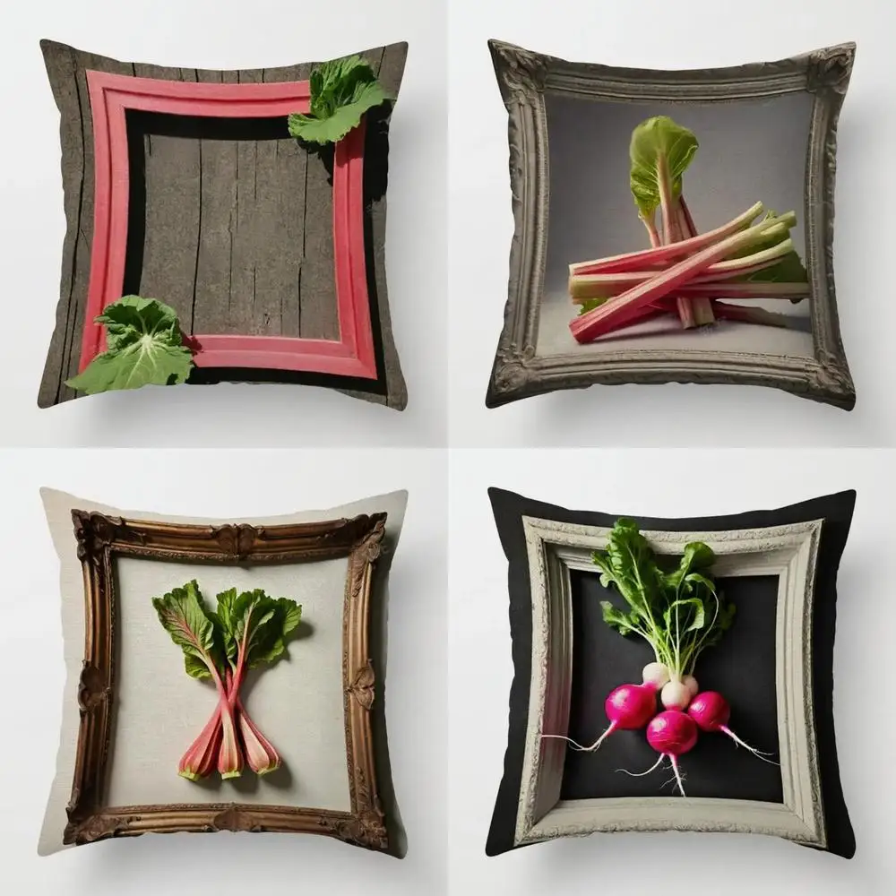 Framed Vegetables Pattern Digital Print Pillow Pattern Cushion Cover Suitable for Sofa Bedroom Car Pillow Cover
