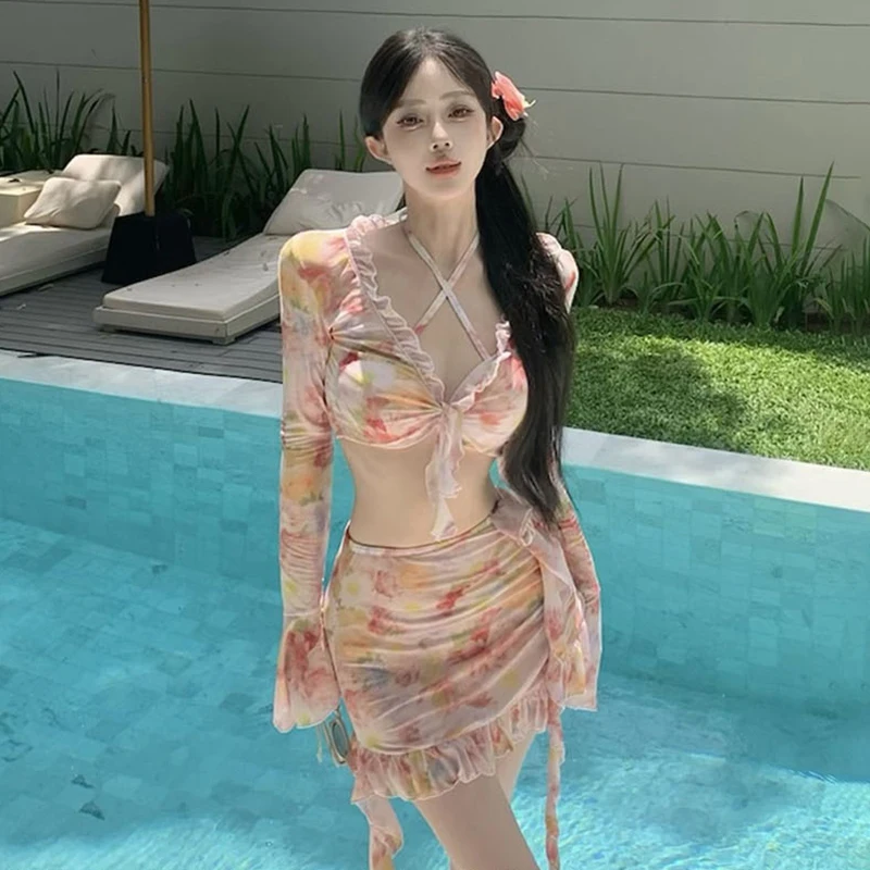 

Sexy Bikini Swimsuit Women's Two-Piece Cover-Up Vaion Beach Holiday Slimming Tummy Control V-Ne Swimming Costume