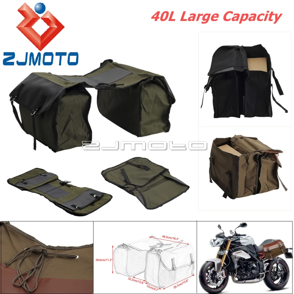 

Motorcycle Storage Saddlebags Waterproof Large Capacity Canvas Pannier Bag For Honda Shadow 750 Suzuki Harley Sportster Kawasaki