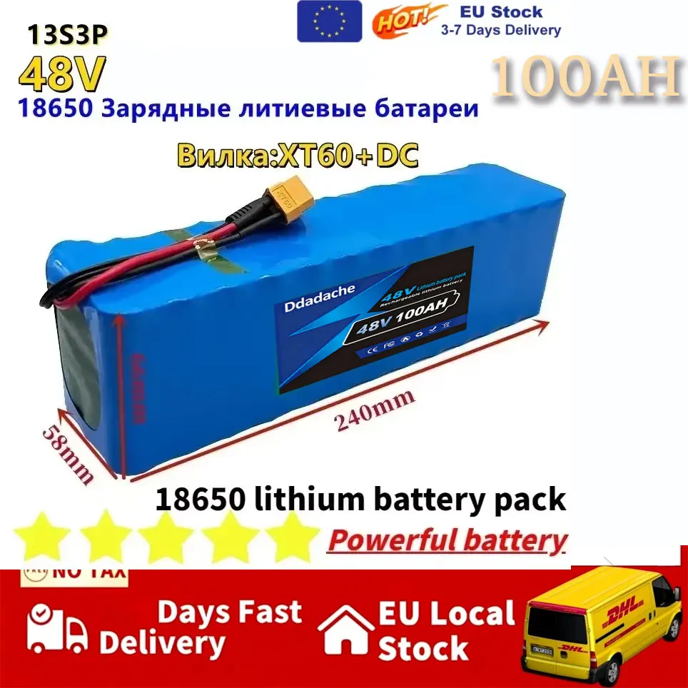 Nouveau paquet de batterie Lithium-Ion 13S3P 48v 100Ah 48v 100000mah 1000w pour batterie puissante électrique 54.6v avec BMS 1005009718146895
