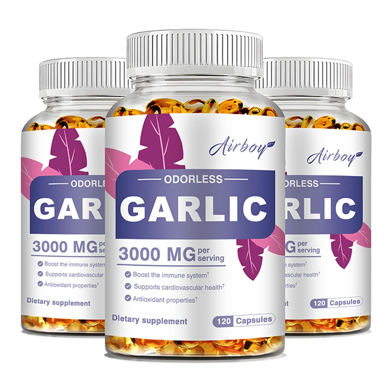 Odorless Pure Garlic 3000mg - Supports Immune and Circulatory System Health, Promotes Heart Health, and Antioxidant Properties
