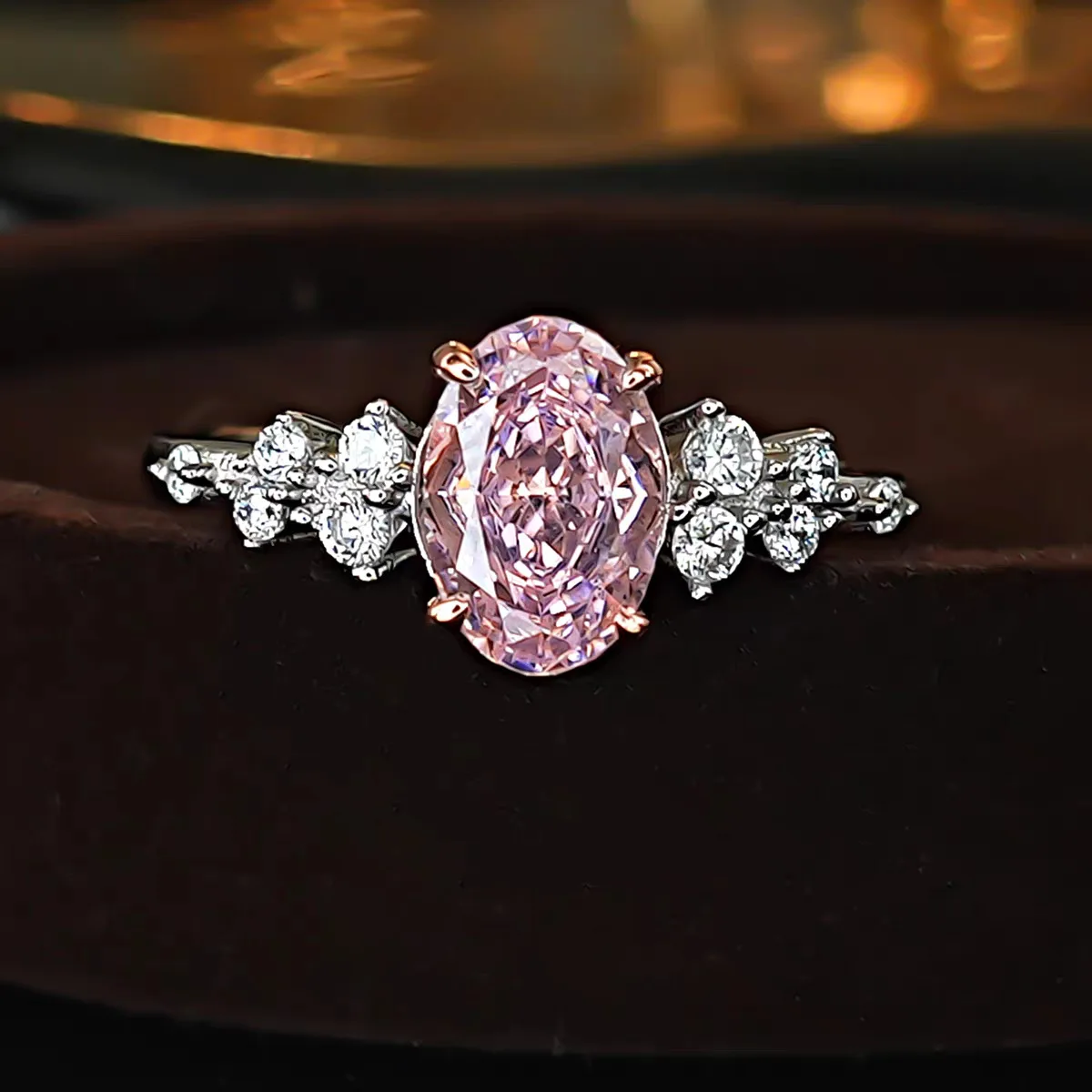 Simple 925 sterling silver powder zirconium engagement ring for women. Fashionable wedding ring.