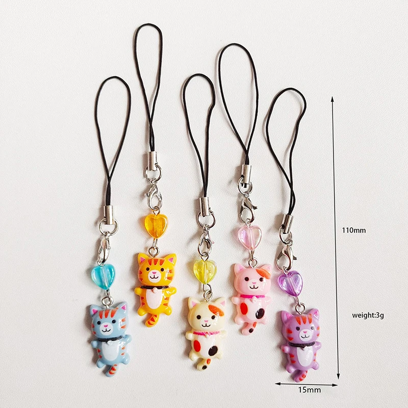 Cat Pendant Keychain para Celular, Cordão do telefone, Anti Lost Doll Keyring, Bolsa Y2K, Mochila, Chaveiro Jóias