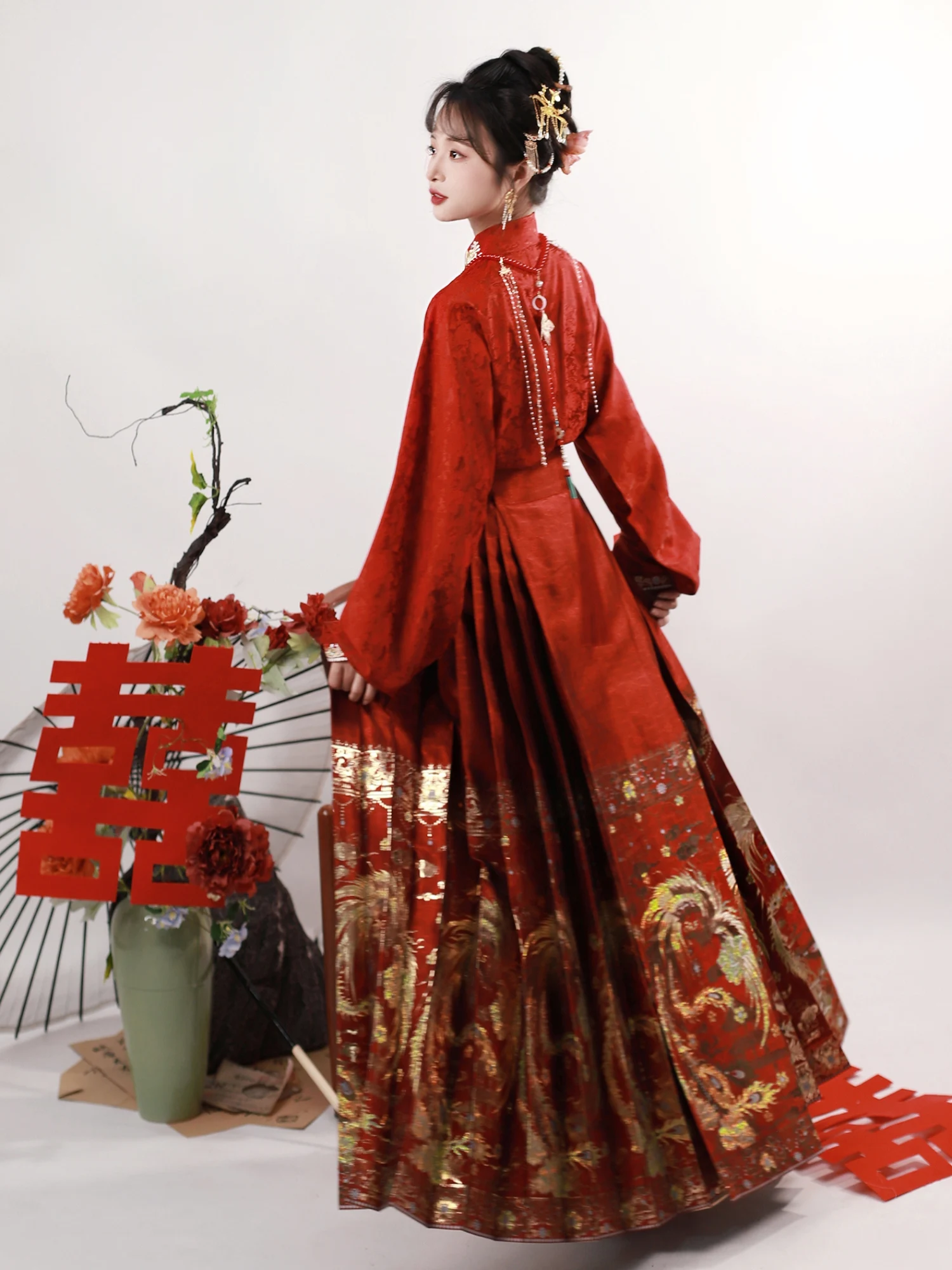 Lan Fenghua [Fengyu] Original Design Hanfu Ming Weaving Gold Horse Dress Set New Chinese Wedding Dress Toasting Dress