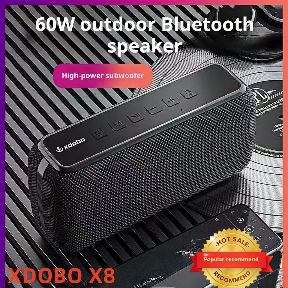 Беспроводная Bluetooth-колонка XDOBO X8 60W с глубокими басами, водонепроницаемая, для улицы, с сабвуфером, аккумулятор 6600 мАч, поддержка TWS, TF/AUX