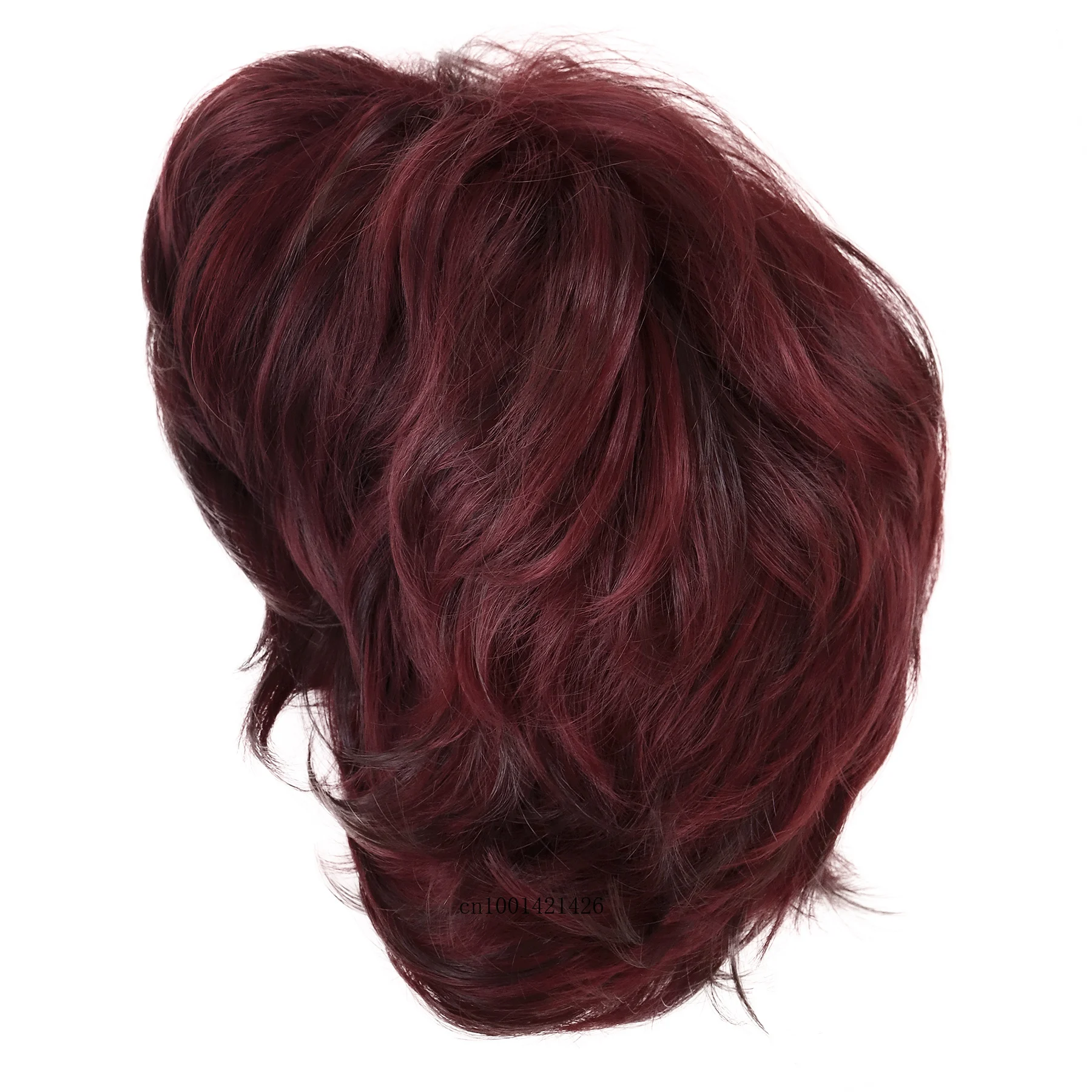 Perucas cosplay vermelhas para homens, cabelo sintético, peruca curta com franja, penteado natural, fantasia, carnaval, festa, borgonha, masculino, menino