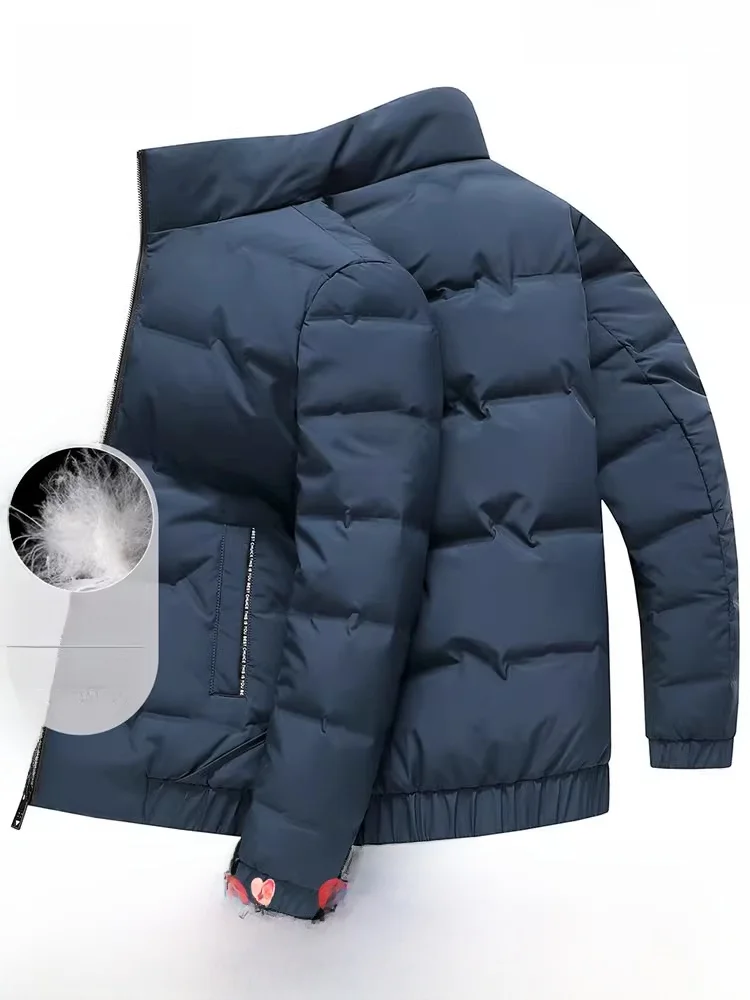 

Мужская повседневная куртка-пуховик с воротником-стойкой: комфортная, модная, весенняя верхняя одежда из полиэфирного волокна, ветрозащитная, теплая