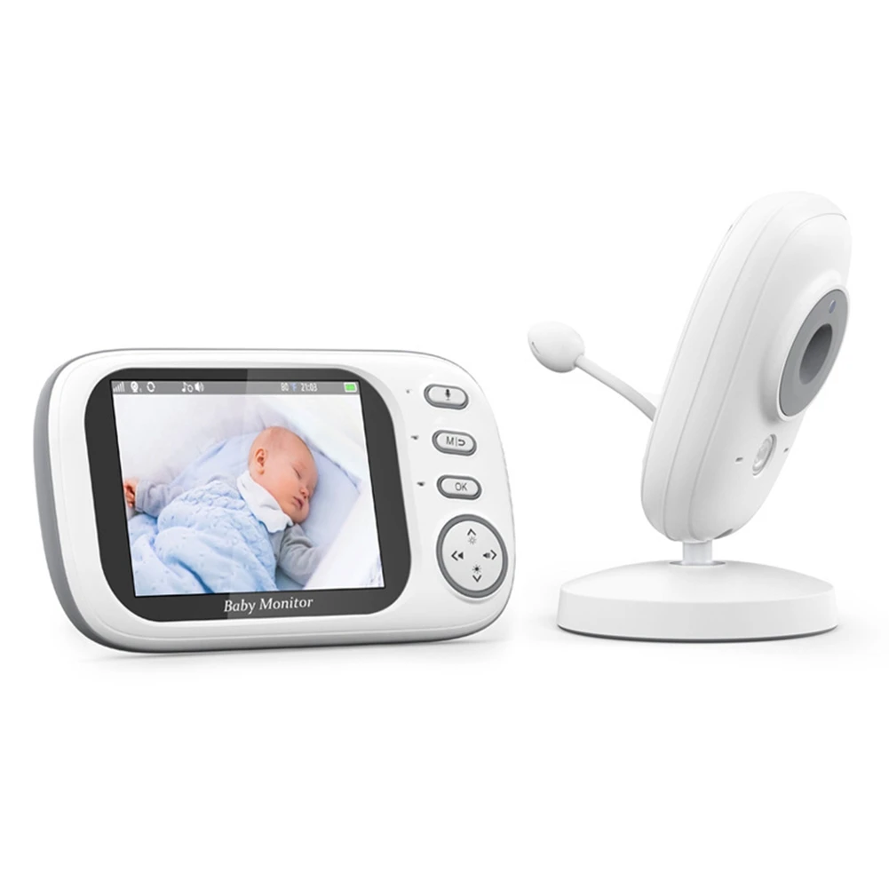 A84E-Video Baby Monitor, Baby Caregiver, 3.5Inch IPS Screen Baby Camera Monitor Lullaby Feeding Alert,EU Plug Easy Install