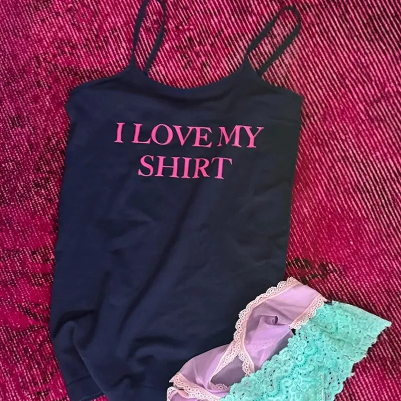 Y2k Ästhetische Brief Drucken Frauen Sexy Gothic Straße T-shirt Hip Hop Ärmellose Weste Rock Vintage Frauen Kleidung Harajuku 2000s Top