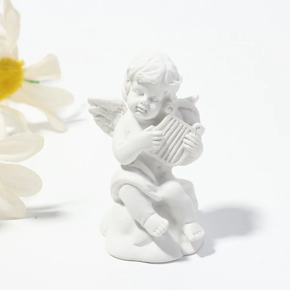 White Resin Cherub Angel Statues Set of 3 for Garden, Home Decor, Shelf, Windowsill, Porch, Entryway