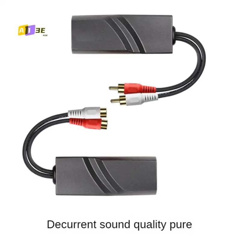 A13E-2 PCS RCA Audio Network Cable Extender Twisted Pair Transmitter Gray Plastic+Metal 2-Way Audio Extender RJ45 To RCA Extende