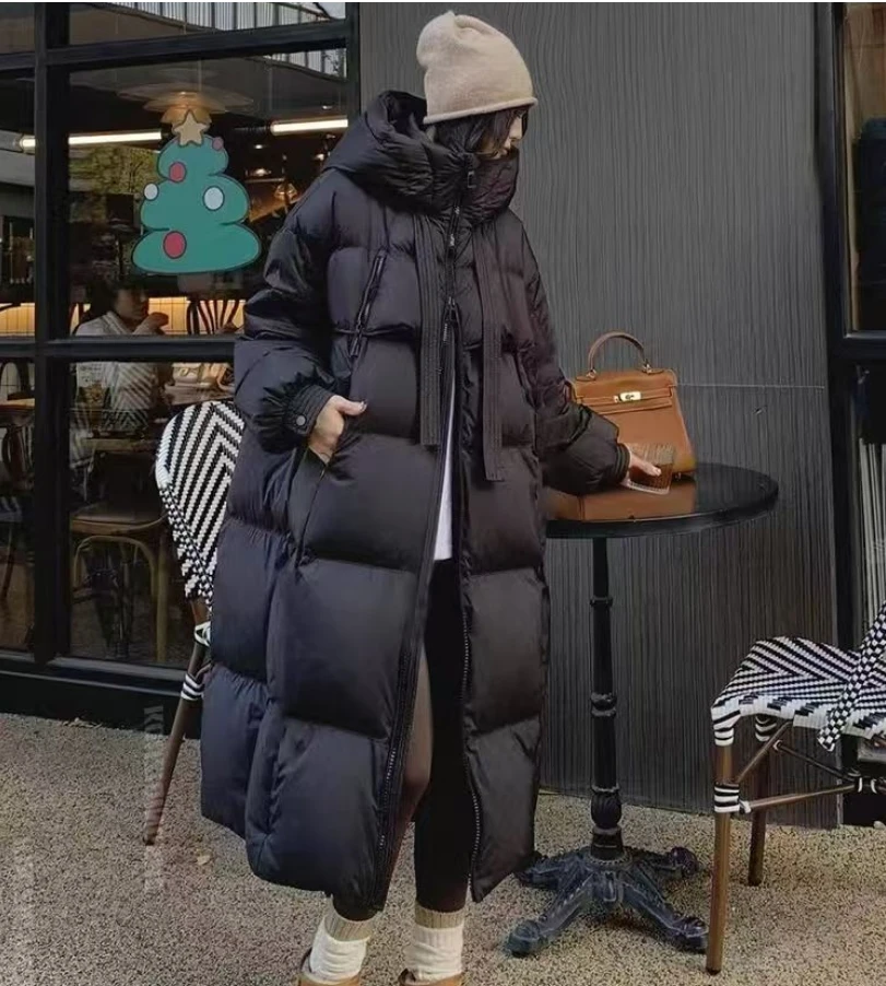 2024 Nowa zimowa damska biała kurtka puchowa z kapturem Kobieca gruba ciepła odzież wierzchnia Casual Over Size Patchwork Coats