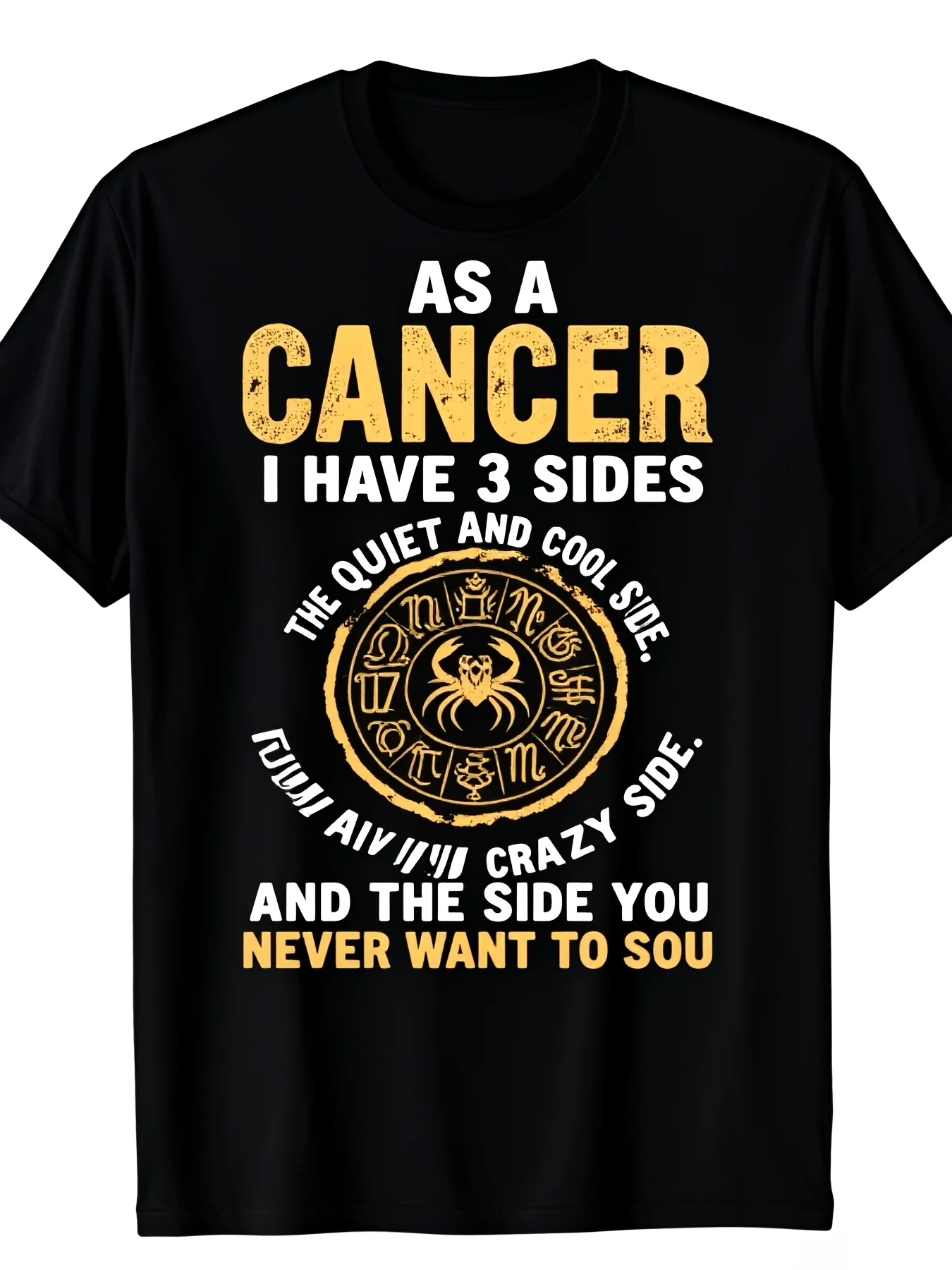 Men'S T-Shirt Funny Cancer Character Horoscope Cancer Gift Zodiac Sign T-Shirt 8 Retro Casual Short-Sleeved T-Shirt with Round Neck And Printed Pattern, Suitable for Daily Commuting And Outdoor Activities, Machine Washable