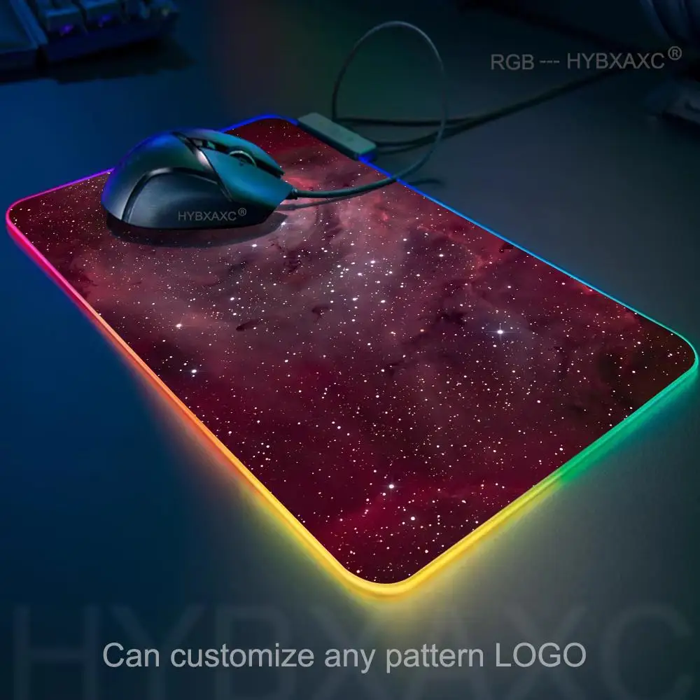 Grand tapis de souris RGB pour ordinateur PC et bureau, accessoire de gamer HD avec lumière LED, média