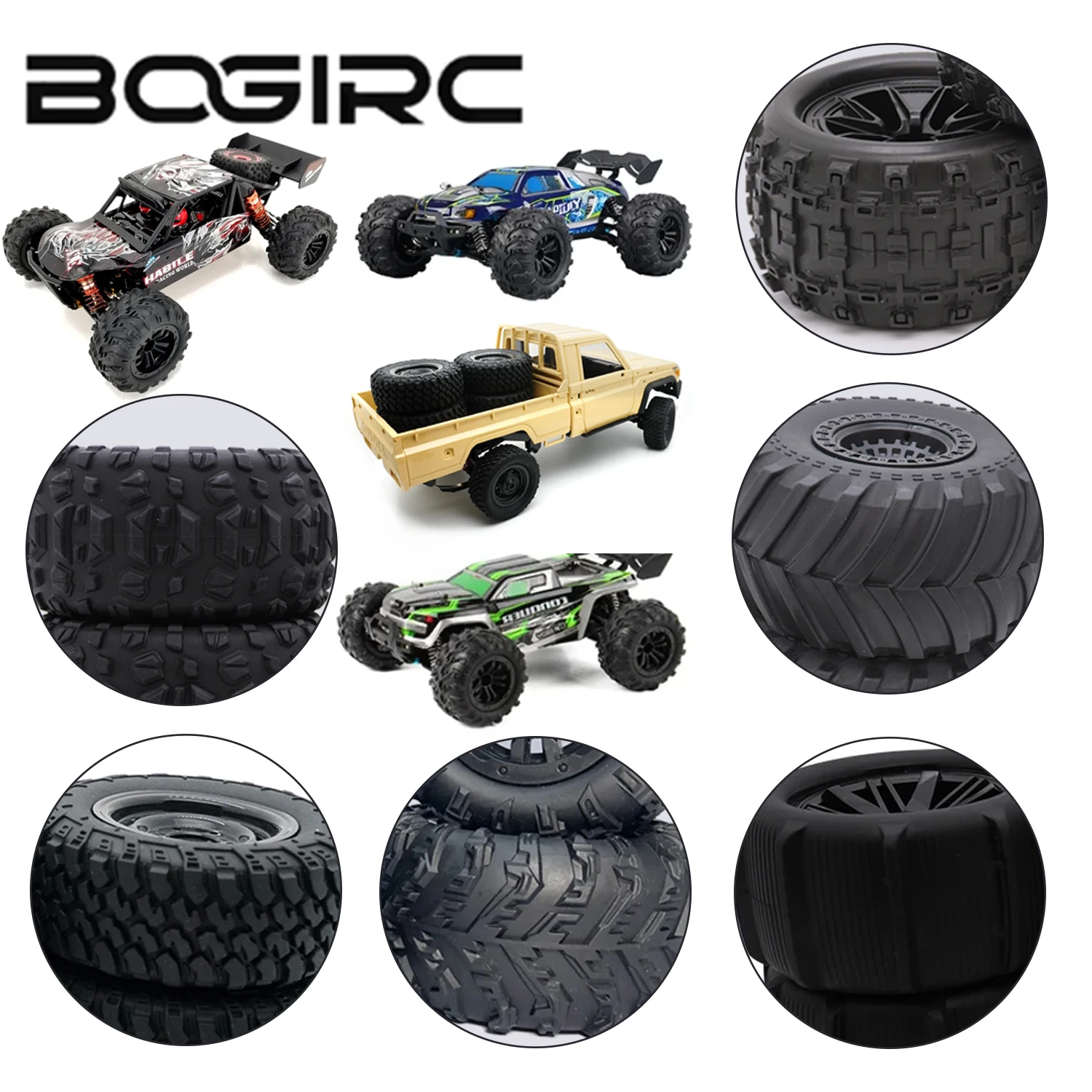 BOGIRC 4PCS Original Off-Road Snow Desert Paddle Wheel Tires For 16101Pro 16102 16103 16104 16106 SG116 MAX Q130 Fit Wltoys MJX