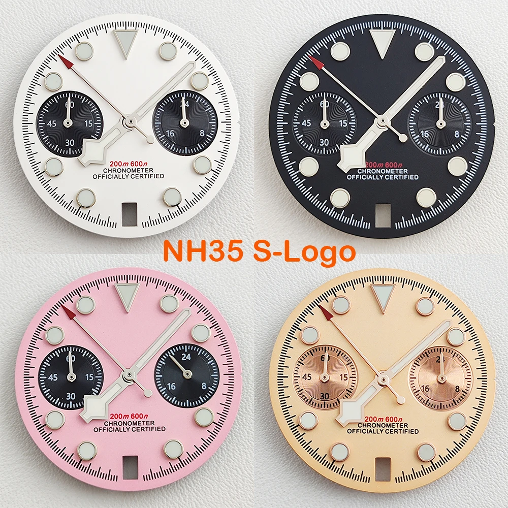 VK64 Chronograph Dial 29.5mm S logo dial Panda Green Lume Fit VK64 Date at 6 O'clock Quartz Movement Watch Accessories