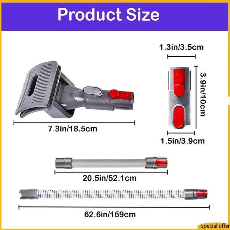 

A61I Щетка для инструментов для жениха домашних животных для Dyson V6, V7, V8, V10, V11 DC24, DC31, DC34, DC35, детали удлинительного шланга пылесоса