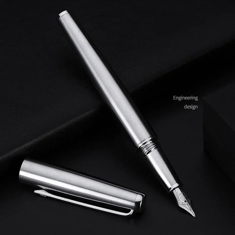Hongdian 517S Fountain Pen Metal Silver clip Ink Pen Iridium Extra Fine 0.4mm/Fine 0.5mm Nib Office School Supplies Stationery