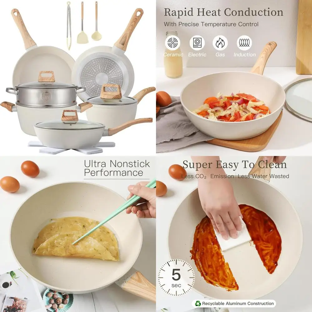 

16-Piece Non-Stick Cookware Set with Pots and Pans for Versatile Cooking