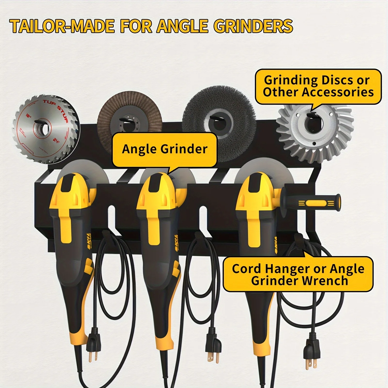 

1 шт. настенный сверхмощный металлический стеллаж для хранения инструментов — 3-х уровневый органайзер для гаражных мастерских для угловых шлифовальных машин, резки и полировки M